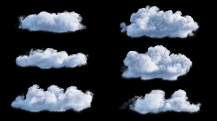 Wall Mural - White clouds isolate on black background. 3d illustration