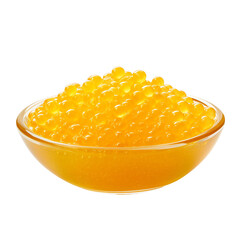 Wall Mural - Mango Boba drinks Yellow jelly ball isolated on transparent background