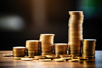 stack of coins on a black background