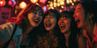© 361 Portrait Studio - Group of asian women friends has a great time at the nightclub in the summertime. Clubbing, fun, and parties during the summer concept.