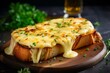 Delicious cheesy toast. Irresistible and satisfying. Generative AI