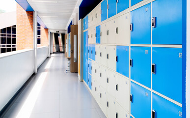 Lockers in the school corridors