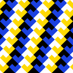 Sticker - Seamless pattern of blue, yellow, white and black arrows. Perfect for modern wallpapers and textiles.