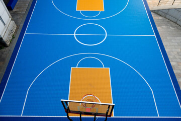 Wall Mural - Aerial view of empty basketball court