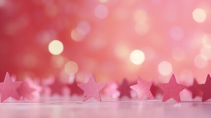 Poster - Lights on pink with star bokeh background. isolated background, with copy-space available for text or promotional content