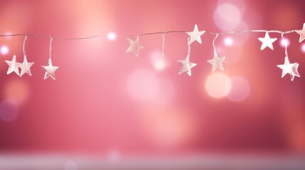 Poster - Lights on pink with star bokeh background. isolated background, with copy-space available for text or promotional content