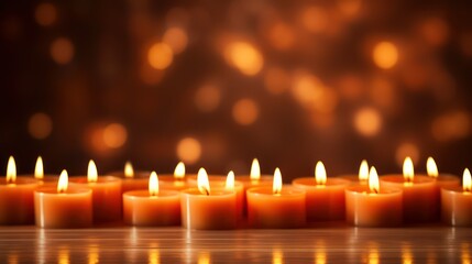 Wall Mural - burning candles in the blurred background