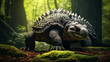 An Ankylosaurs a real sized dinosaur is in Jurassic