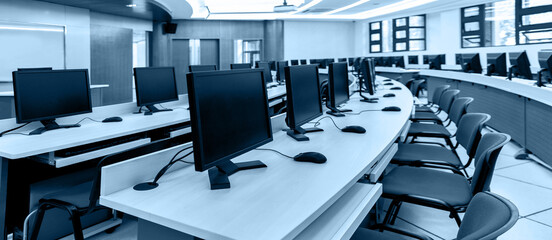Group of computers in computer lab