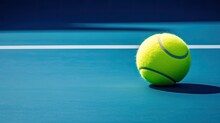 Tennis Ball On Court. Generative AI