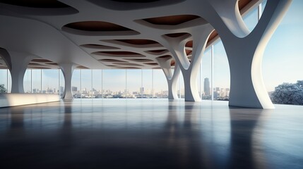 Abstract architecture with empty concrete floor. Empty interior for car presentation. product presentation.