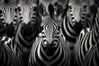 Zebras with Striking Patterns in Black and White.
