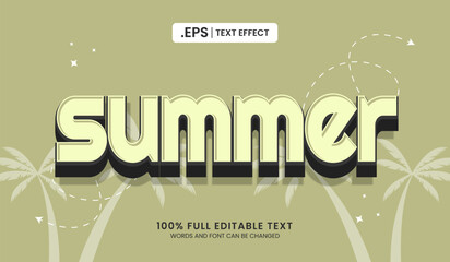 Canvas Print - Design editable text effect, summer text 3d vintage vector illustration