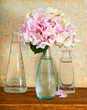 Hortensia flower in glass vase