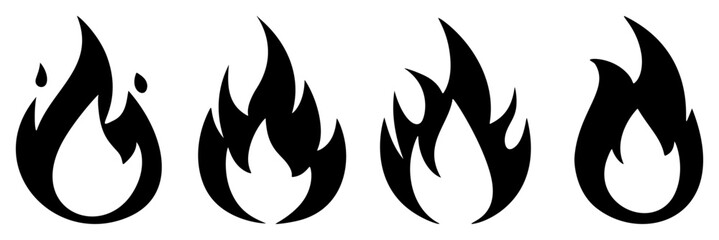 Wall Mural - set of fire and flames icon. vector