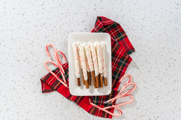 Wall Mural - Candy cane chocolate covered pretzel rods