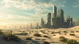 Fototapeta  - Green city of the future panorama isolated in arabian desert, professional realistic photo, high detailed