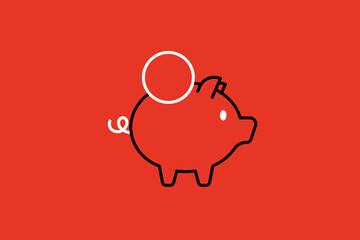 Wall Mural - piggy bank illustration in flat style design. Vector illustration.	