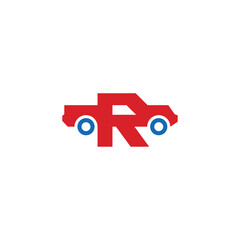 Sticker - Pickup truck combination with letter R, company logo design.