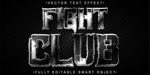 Wall Mural - Dark Silver Shiny Fight Club Vector Fully Editable Smart Object Text Effect