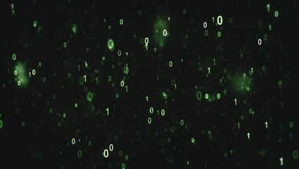 Wall Mural - 3d digital binary code data background/ 4k animation of an abstract binary data code digits and numb