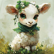  Irish sheep with shamrock accessories in Patrick’s Day.