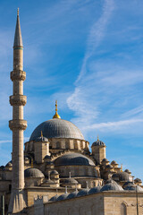 Wall Mural - islamic vertical background photo. eminonu new mosque or yeni cami