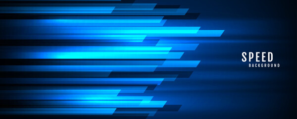 Wall Mural - 3d blue techno geometric background on dark space with glow lines motion effect decoration. modern g