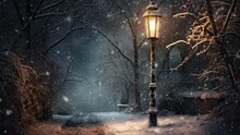 Lantern In The Park: Illuminated Snowy Trail