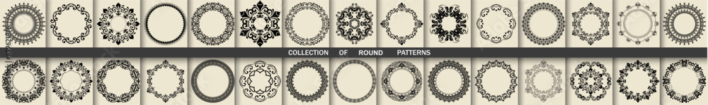 Vintage set of vector round elements. Different elements for design ...