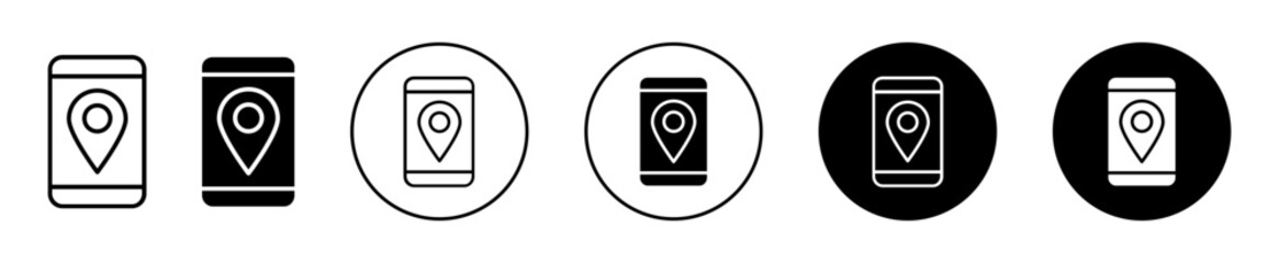 Canvas Print - Location tracking smart phone or mobile application simple icon vector illustration set