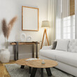 frame mockup poster in home living room design, element interior 3d rendering.