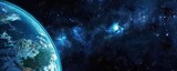 Fototapeta Fototapety kosmos - Celestial mesmerizing journey through nebulae and galaxies of infinite cosmos. Exploring wonders of universe from nebulae to distant star fields