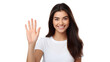 woman wave hello on freelance online conference communication isolated on transparent background,PNG image.