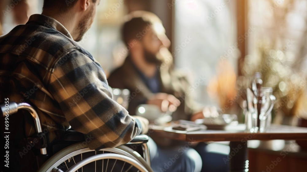 Confident man in wheelchair embraces life with resilience.