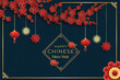 Happy  2024 chinese new year chinese flower greeting card of the Dragon banner design.
