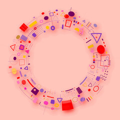 Wall Mural - colorful circle on pink background