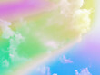 © Topfotolia - beauty sweet pastel yellow and green colorful with fluffy clouds on sky. multi color rainbow image. abstract fantasy growing light