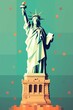 Statue of Liberty, flat design. AI generate illustration