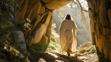 Jesus Christ Coming Out Of The Tomb , Being Raised From The Dead,  Easter Sunday Background, Bible Romans 6.9