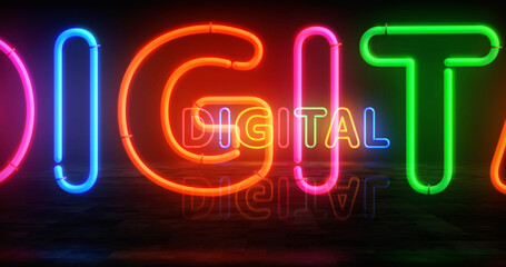 Wall Mural - Digital neon light 3d illustration