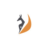 Fototapeta Dinusie - Kangaroo Logo Design Template. Creative Animal Logotype concept icon