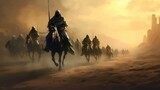Fototapeta  - Mysterious ancient Arabian army AI generated image
