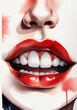 A Woman With Red Lipstick And White Teeth