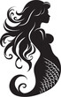 © BABBAN - Marine Noir Mermaid Vector Emblem Siren Silhouette Black Mermaid Logo
