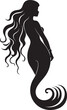 © BABBAN - Nautical Nymph Vector Mermaid Logo Icon Deep Sea Enigma Black Mermaid Vector Symbol