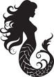 © BABBAN - Lagoon Legend Vector Mermaid Logo Icon Abyssal Allure Black Mermaid Vector Symbol