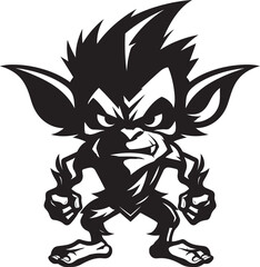 Canvas Print - Infernal Imps Cartoon Midget Goblin Emblem Fun Size Fiends Black Vector Goblin Symbol