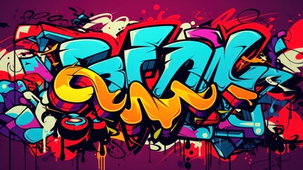 Wall Mural -  a bunch of graffiti on a wall with the word fun written in the middle of the image and the word fun in the middle of the picture.