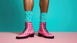 © sambath - The male's legs of someone wearing a pair of screw socks on fashion background